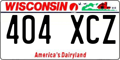 WI license plate 404XCZ