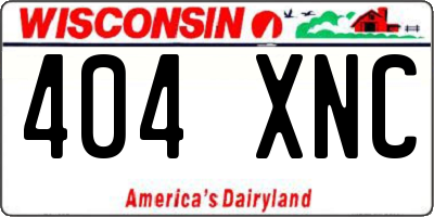 WI license plate 404XNC