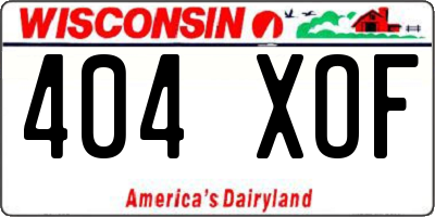 WI license plate 404XOF