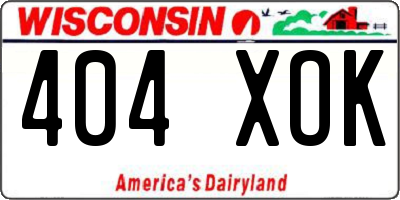 WI license plate 404XOK