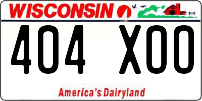 WI license plate 404XOO