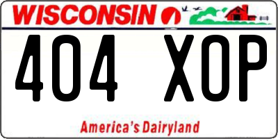 WI license plate 404XOP