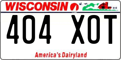 WI license plate 404XOT