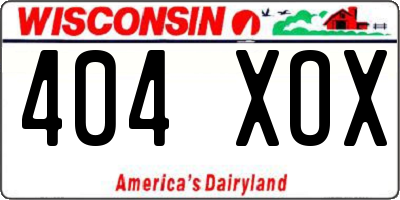WI license plate 404XOX