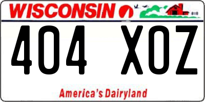 WI license plate 404XOZ