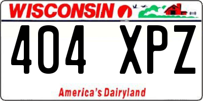 WI license plate 404XPZ