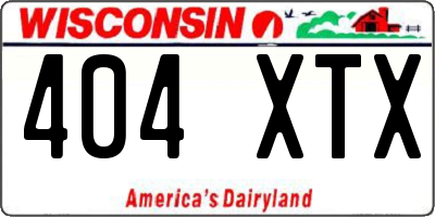 WI license plate 404XTX