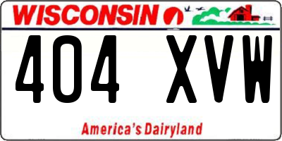 WI license plate 404XVW
