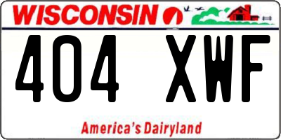 WI license plate 404XWF