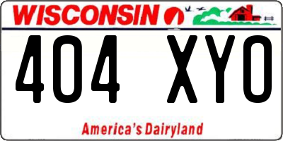 WI license plate 404XYO