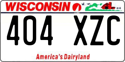 WI license plate 404XZC