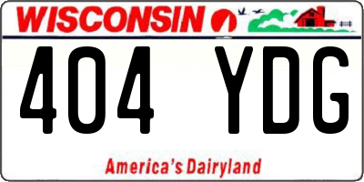 WI license plate 404YDG
