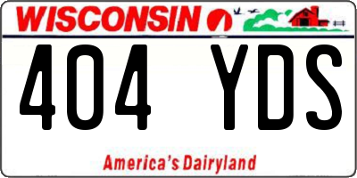 WI license plate 404YDS