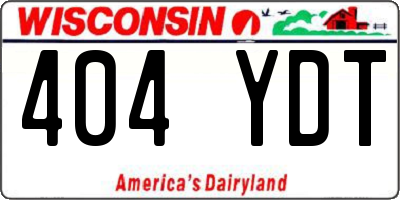 WI license plate 404YDT
