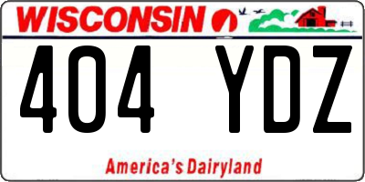 WI license plate 404YDZ
