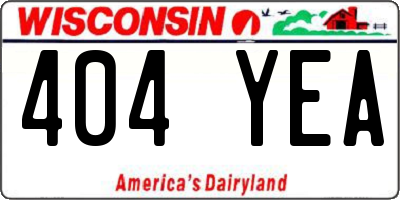 WI license plate 404YEA