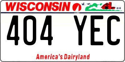 WI license plate 404YEC