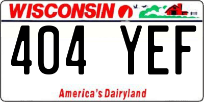 WI license plate 404YEF