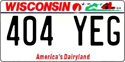 WI license plate 404YEG