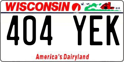 WI license plate 404YEK