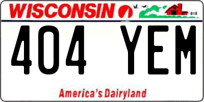 WI license plate 404YEM