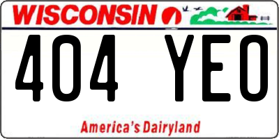 WI license plate 404YEO