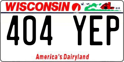 WI license plate 404YEP