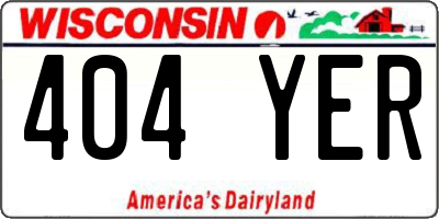 WI license plate 404YER