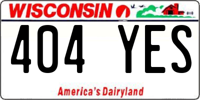 WI license plate 404YES