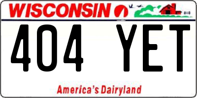 WI license plate 404YET