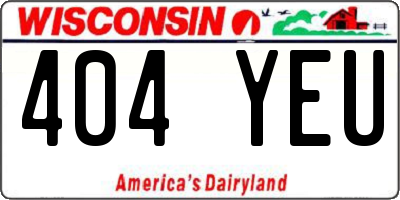 WI license plate 404YEU