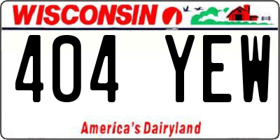 WI license plate 404YEW