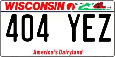 WI license plate 404YEZ