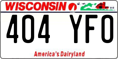 WI license plate 404YFO