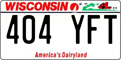 WI license plate 404YFT