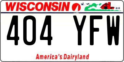 WI license plate 404YFW