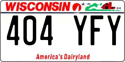 WI license plate 404YFY