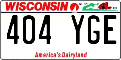 WI license plate 404YGE