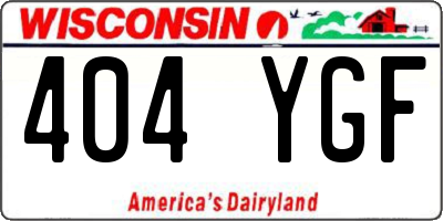 WI license plate 404YGF