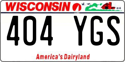 WI license plate 404YGS