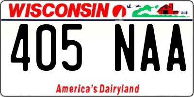 WI license plate 405NAA