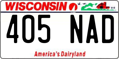 WI license plate 405NAD