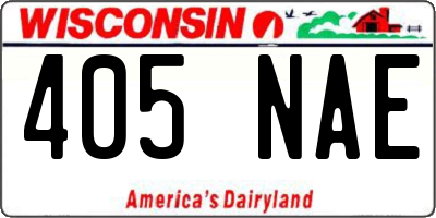 WI license plate 405NAE