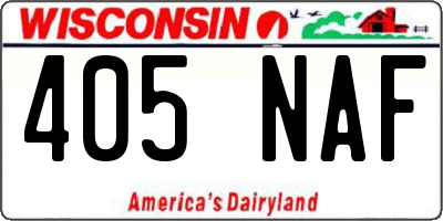 WI license plate 405NAF