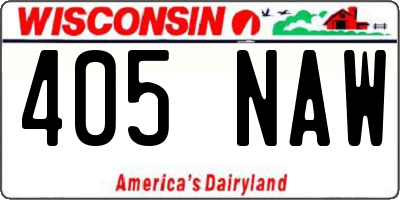 WI license plate 405NAW