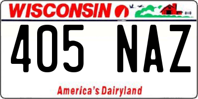 WI license plate 405NAZ