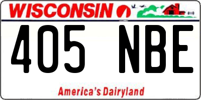 WI license plate 405NBE