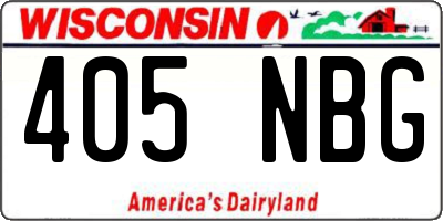 WI license plate 405NBG