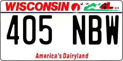 WI license plate 405NBW