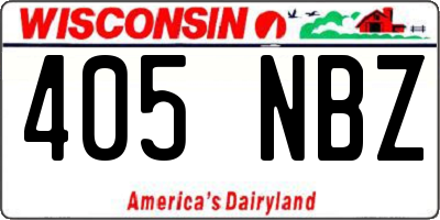 WI license plate 405NBZ